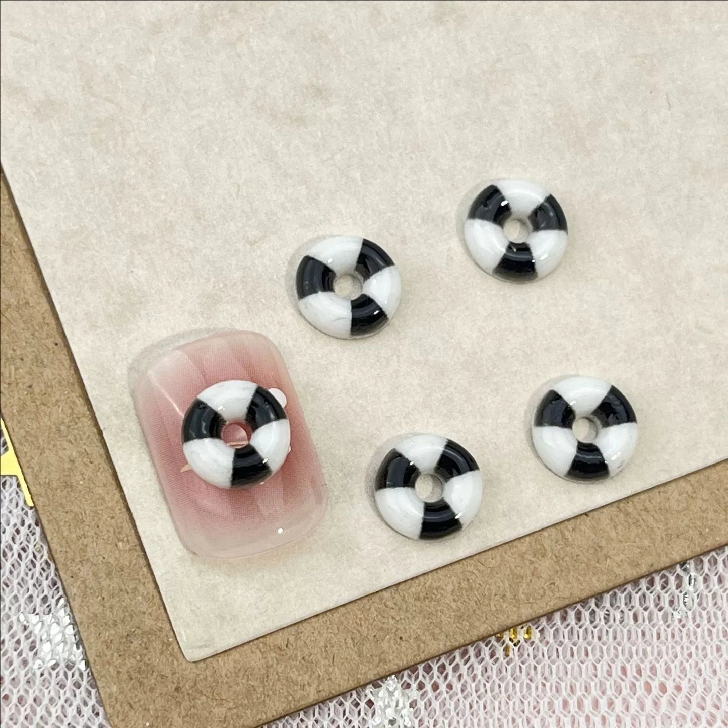 50Pcs Black and White Hello Kitty Nail Charms Cute 3D Heart and Bowtie Nail Art Accessories for a Stylish and Adorable Manicure