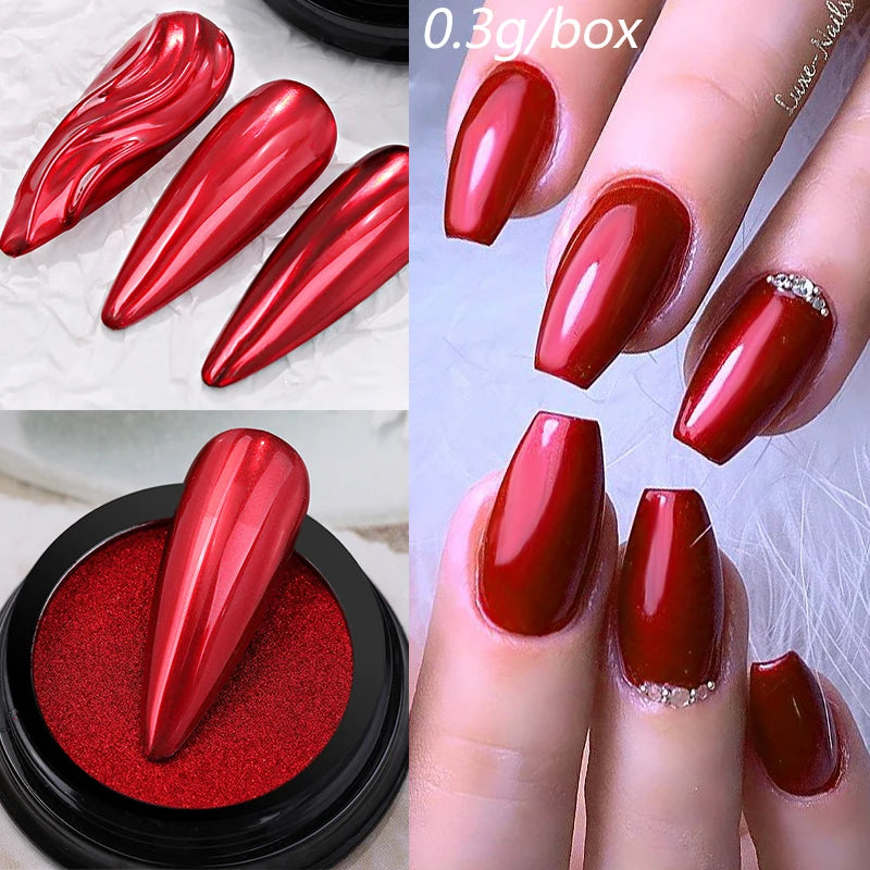 NICOLE DIARY Moonlight Mirror Nail Powder Aurora Silver Glitter Metallic Effect UV Gel Polish Pigment Chrome DIY Nail Decoration