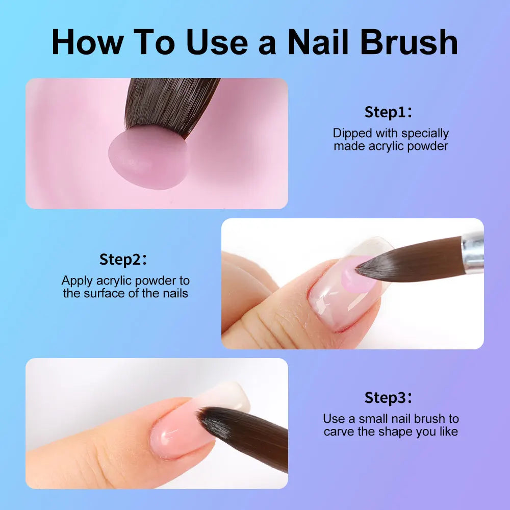 Kolinsky Nail Brush for Manicure Gel Brush for Nails Art Brush 3D Acrylic Liquid Powder Carving Gel Brush Liner Drawing Pen
