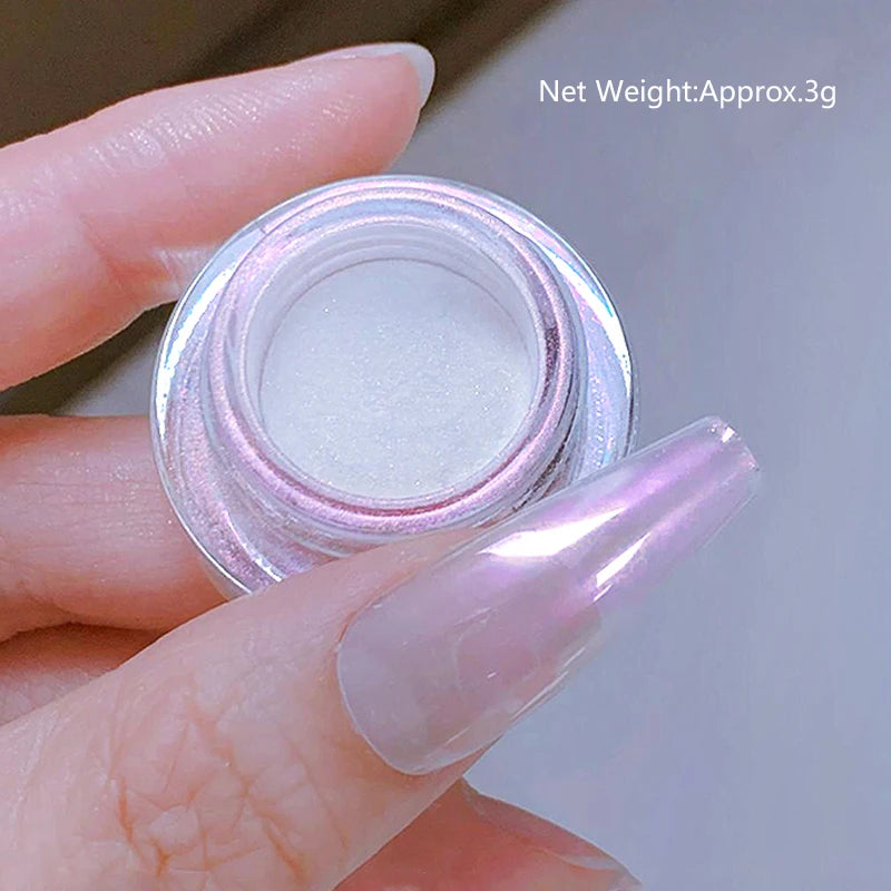 NICOLE DIARY Moonlight Mirror Nail Powder Aurora Silver Glitter Metallic Effect UV Gel Polish Pigment Chrome DIY Nail Decoration