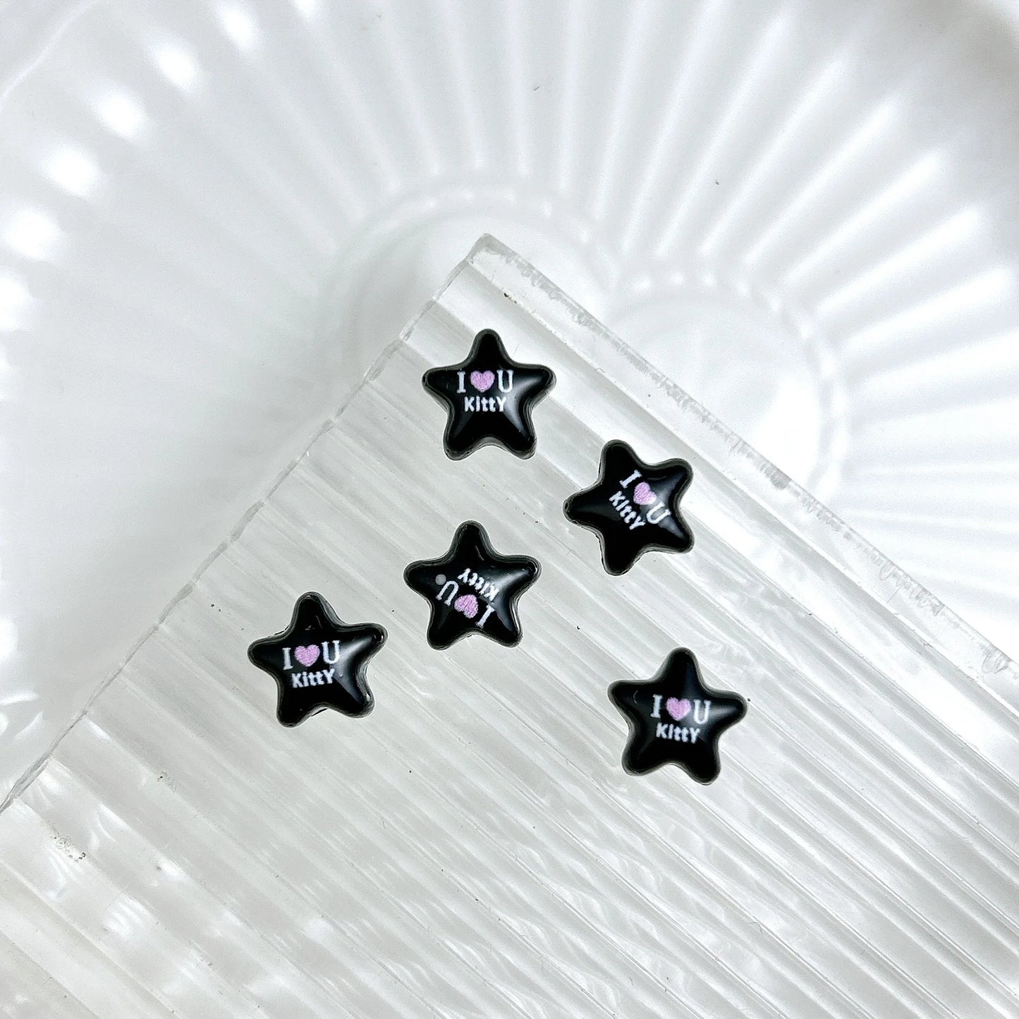 50Pcs Black and White Hello Kitty Nail Charms Cute 3D Heart and Bowtie Nail Art Accessories for a Stylish and Adorable Manicure