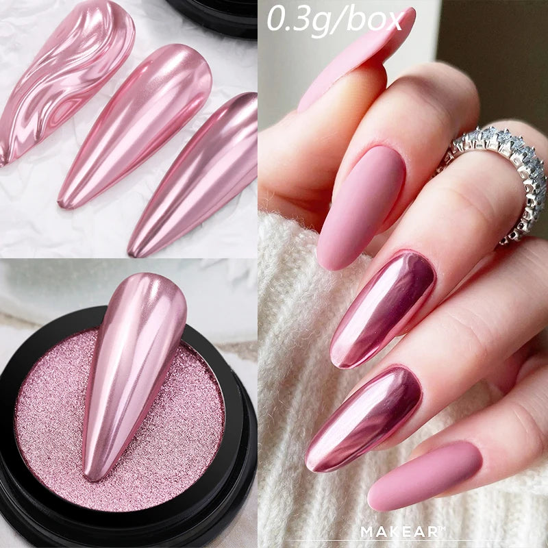 NICOLE DIARY Moonlight Mirror Nail Powder Aurora Silver Glitter Metallic Effect UV Gel Polish Pigment Chrome DIY Nail Decoration