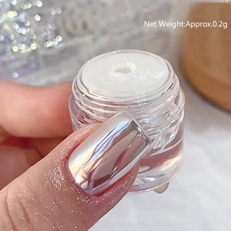 NICOLE DIARY Moonlight Mirror Nail Powder Aurora Silver Glitter Metallic Effect UV Gel Polish Pigment Chrome DIY Nail Decoration