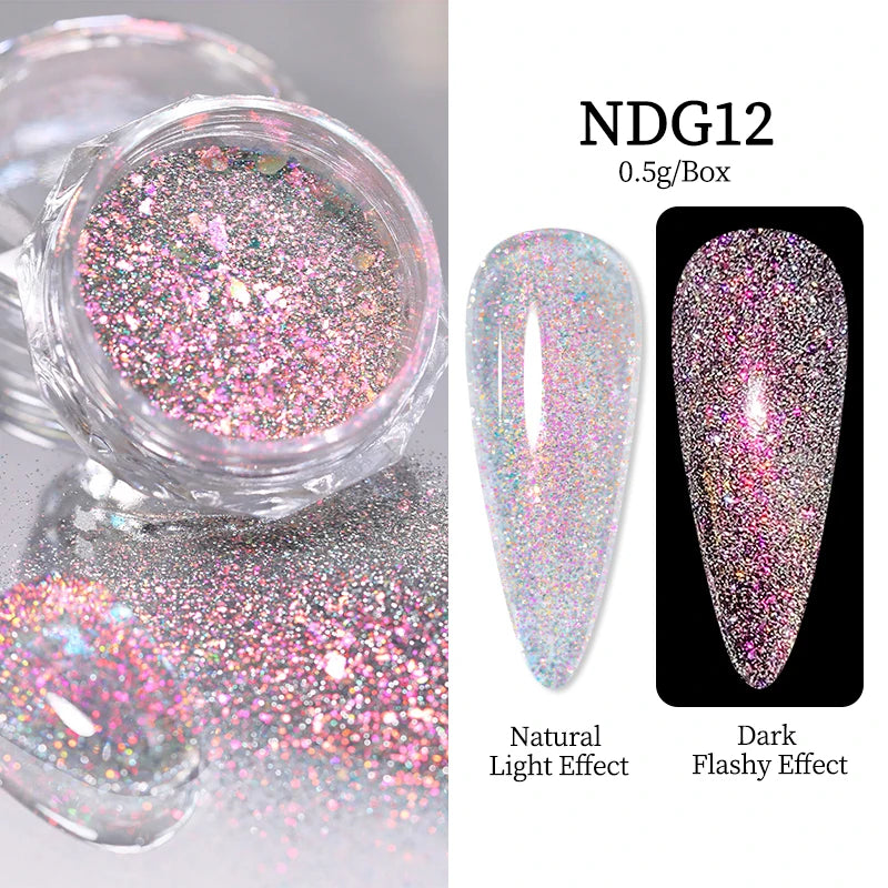 NICOLE DIARY Moonlight Mirror Nail Powder Aurora Silver Glitter Metallic Effect UV Gel Polish Pigment Chrome DIY Nail Decoration