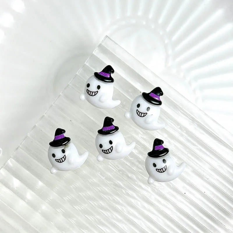 20PCS Cartoon Halloween Series Nail Art Decorations Creative Cute Ghost Bat Pumpkin Monster Nail Charms for DIY Nails Designs