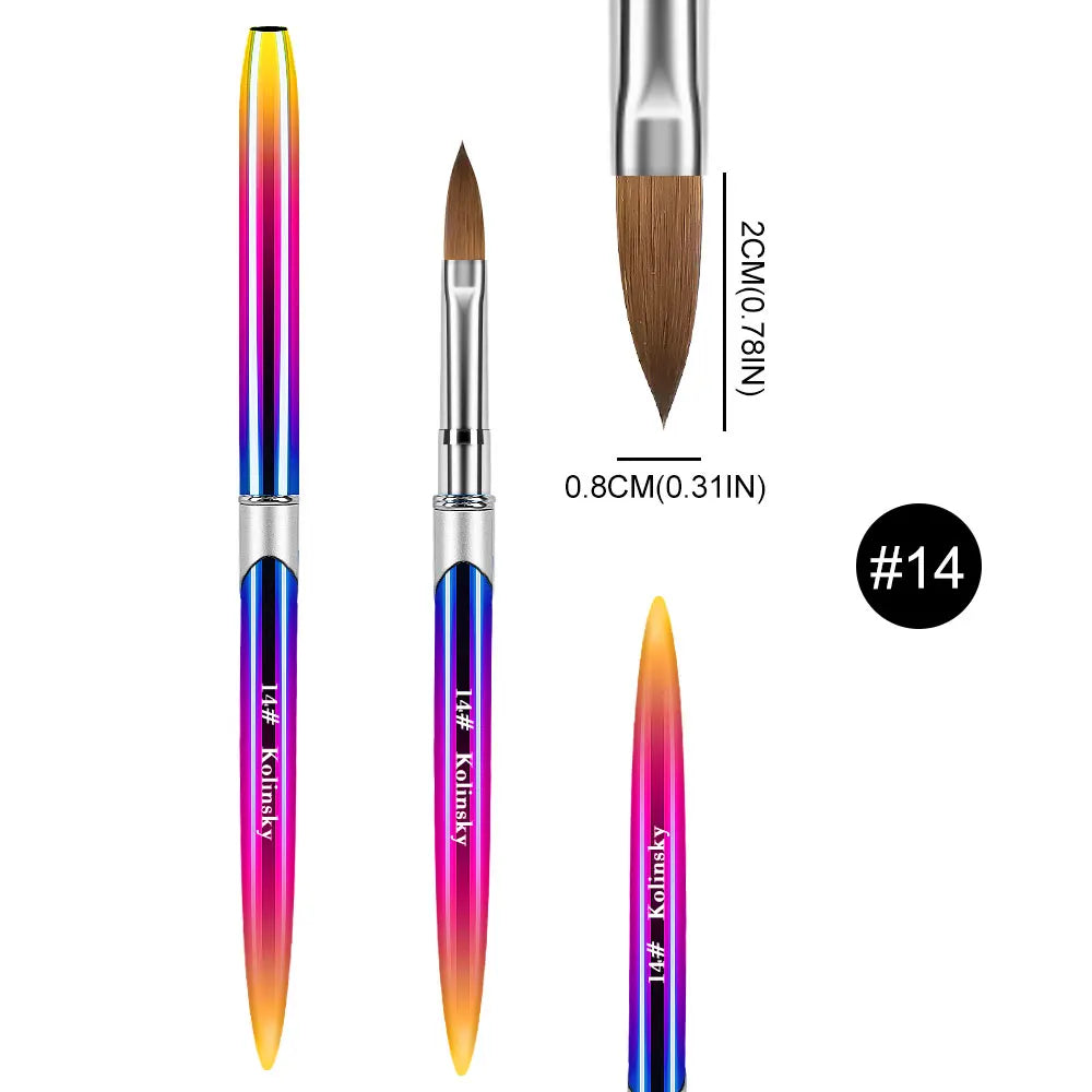 Kolinsky Nail Brush for Manicure Gel Brush for Nails Art Brush 3D Acrylic Liquid Powder Carving Gel Brush Liner Drawing Pen