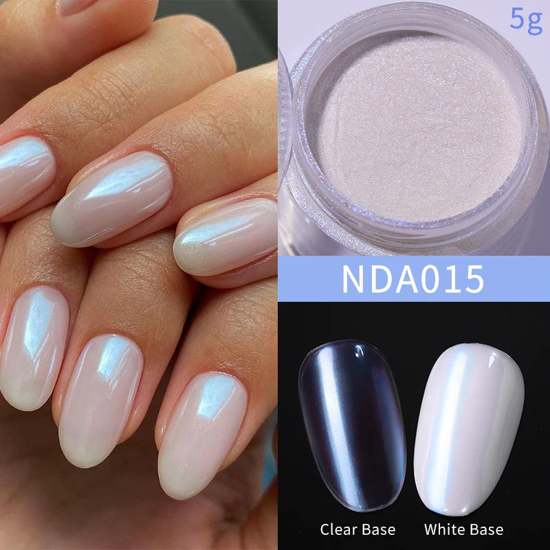 NICOLE DIARY Moonlight Mirror Nail Powder Aurora Silver Glitter Metallic Effect UV Gel Polish Pigment Chrome DIY Nail Decoration