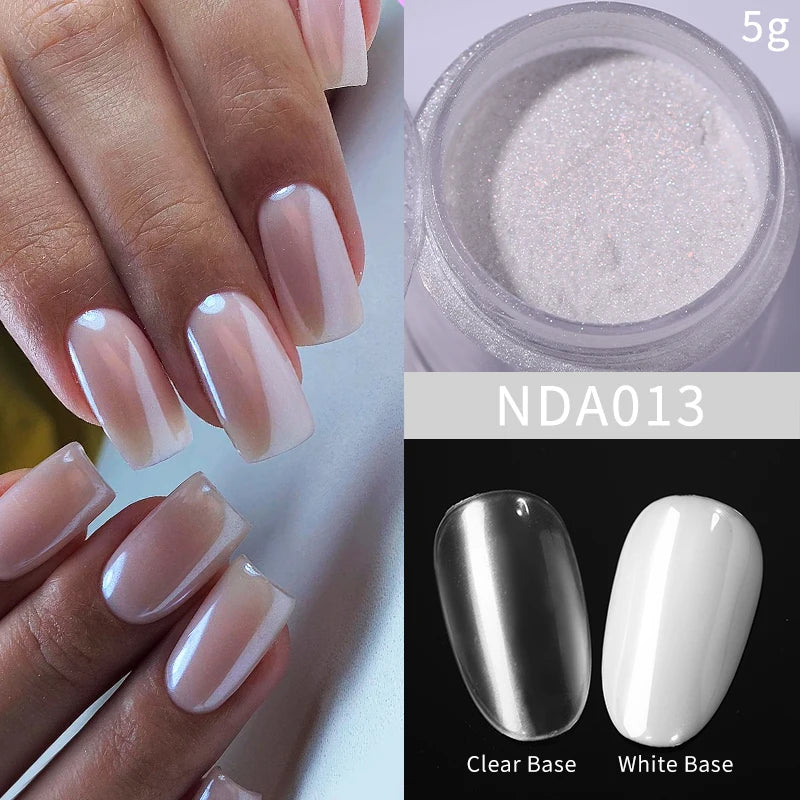 NICOLE DIARY Moonlight Mirror Nail Powder Aurora Silver Glitter Metallic Effect UV Gel Polish Pigment Chrome DIY Nail Decoration