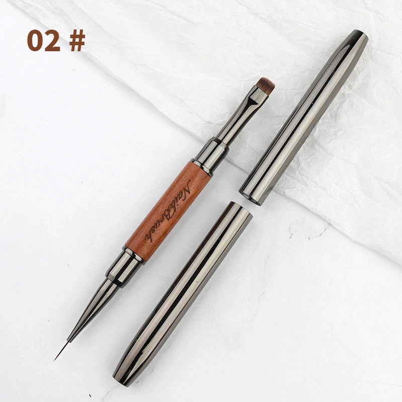 Dual-Ended Hard Nail Art Brush Builder Gel Rhinestone Handle French Tip for Manicure Design Polish Gel Liner Professional Pen