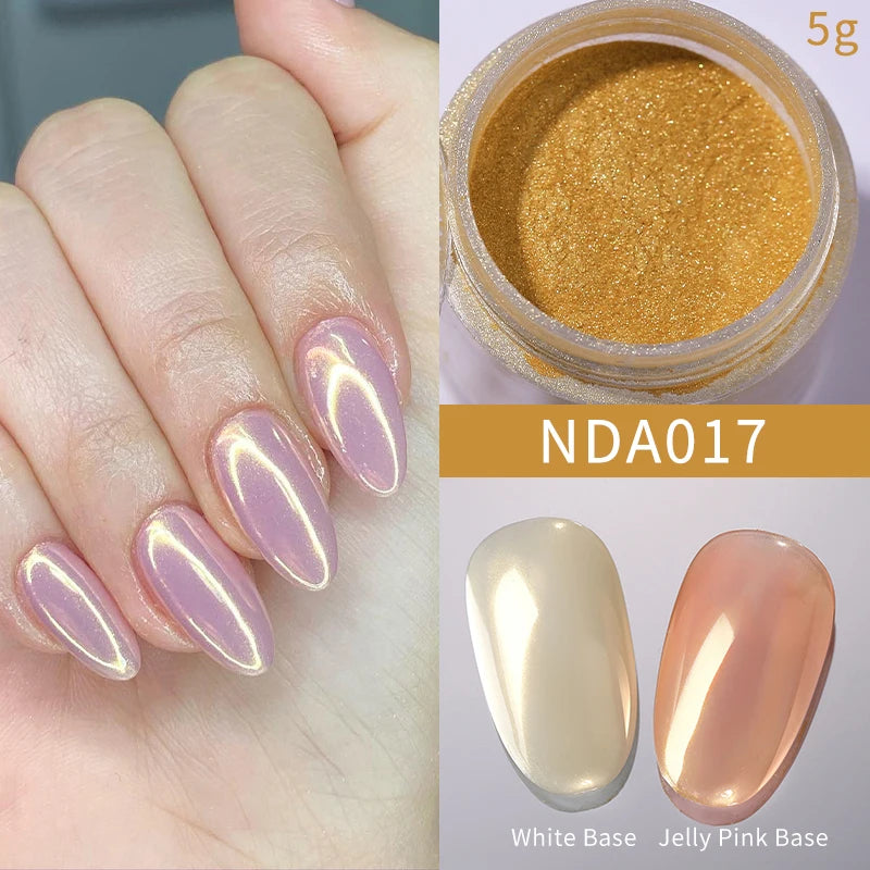 NICOLE DIARY Moonlight Mirror Nail Powder Aurora Silver Glitter Metallic Effect UV Gel Polish Pigment Chrome DIY Nail Decoration
