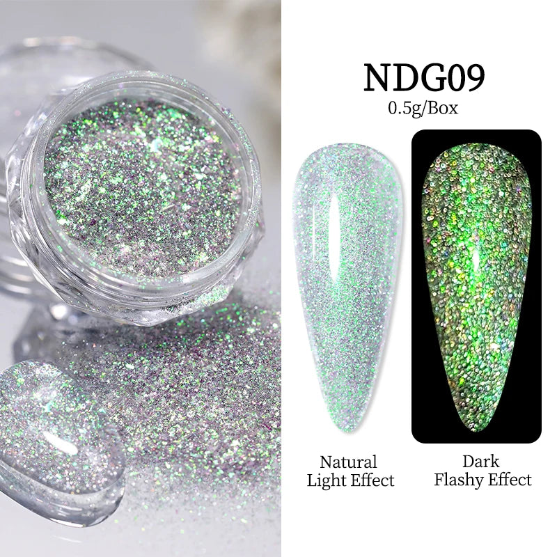 NICOLE DIARY Moonlight Mirror Nail Powder Aurora Silver Glitter Metallic Effect UV Gel Polish Pigment Chrome DIY Nail Decoration