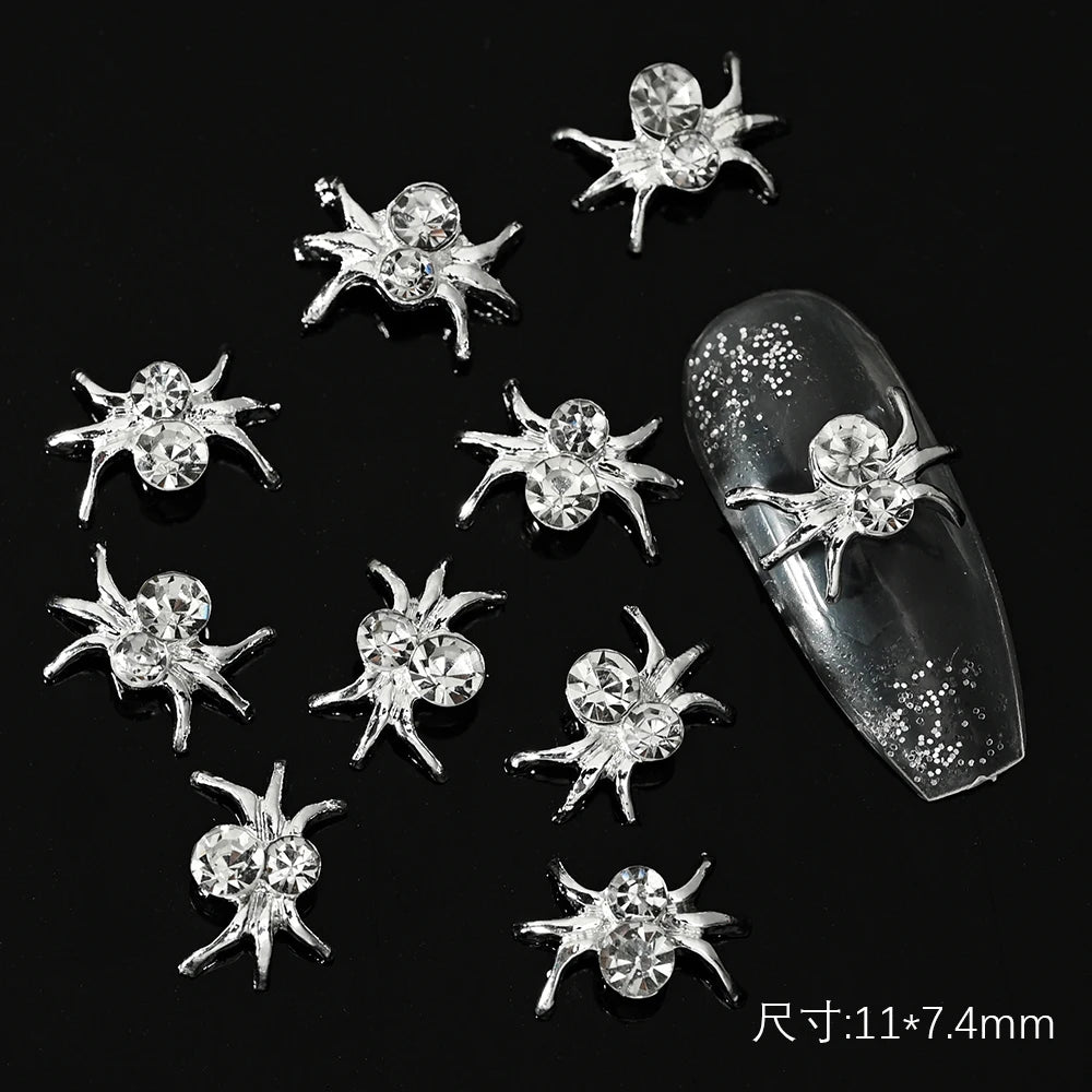 10Pcs Halloween Fake Weapon with Blood Nail Charms Bloody Horror Metal Nail Art Decorations Manicure Accessories Punk Jewelry *&