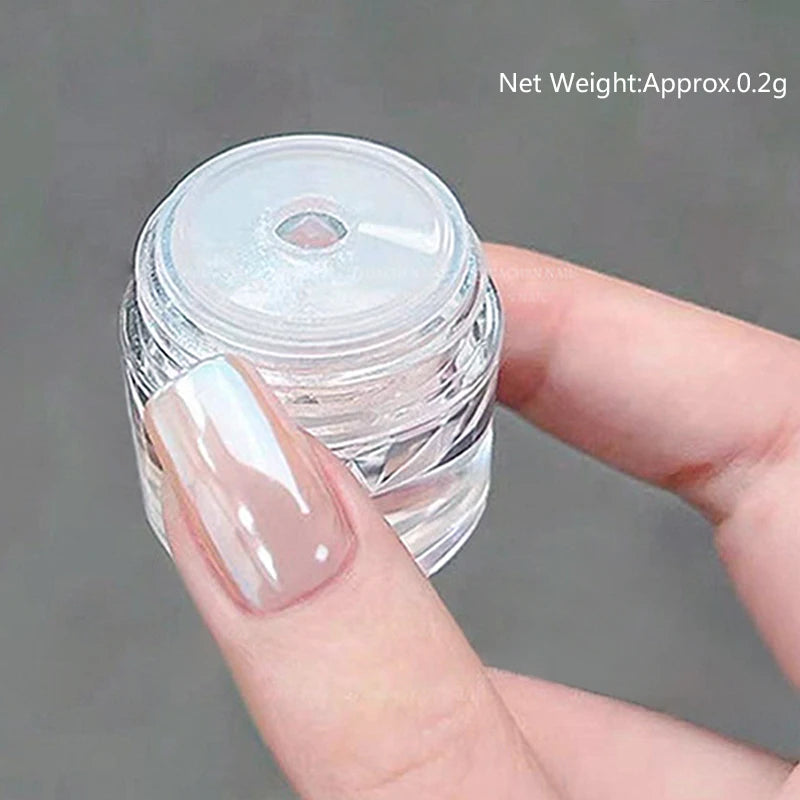 NICOLE DIARY Moonlight Mirror Nail Powder Aurora Silver Glitter Metallic Effect UV Gel Polish Pigment Chrome DIY Nail Decoration