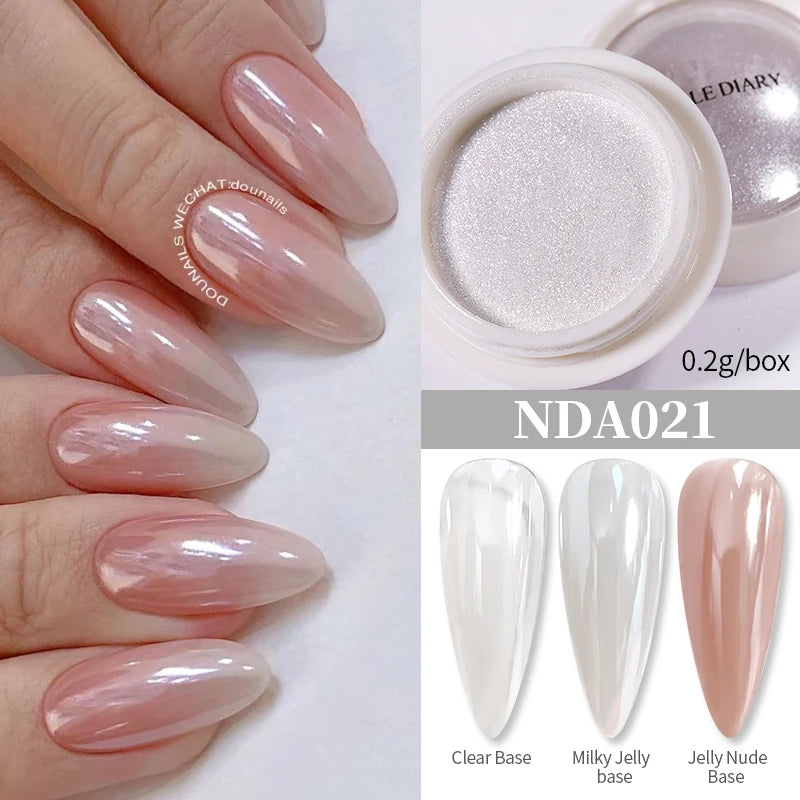 NICOLE DIARY Moonlight Mirror Nail Powder Aurora Silver Glitter Metallic Effect UV Gel Polish Pigment Chrome DIY Nail Decoration