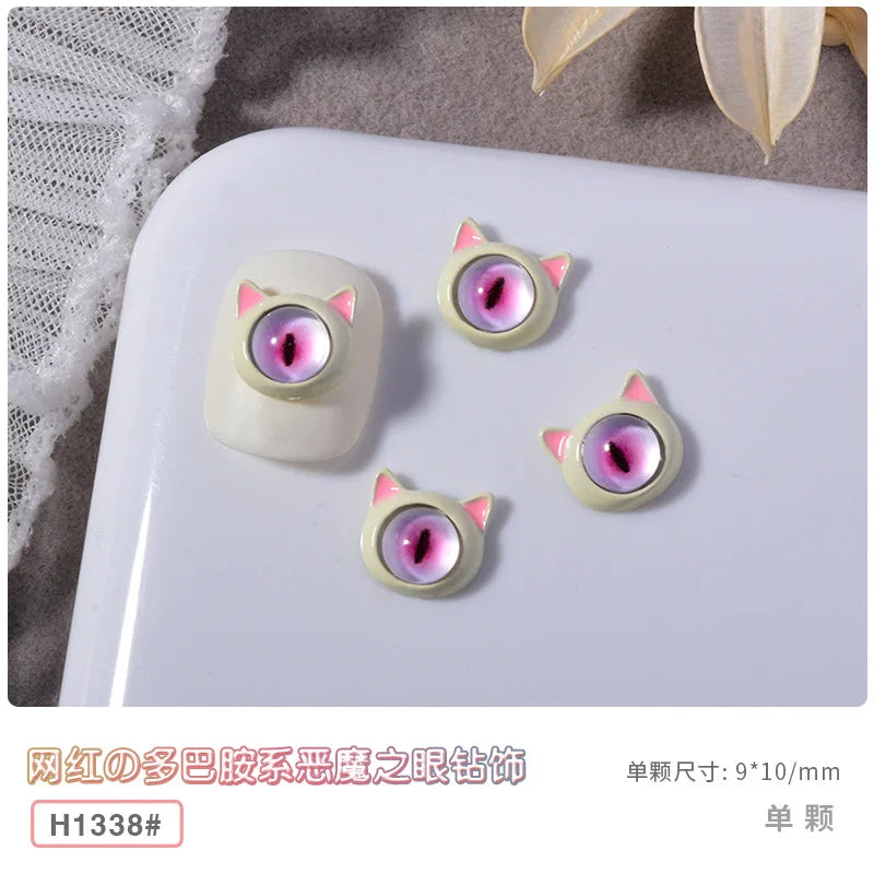 10PCS 3D Devil's Eye Pupil Nail Art Charms Alloy Kawaii Accessories Part For Manicure Decor Halloween Nails Decoration Supplies
