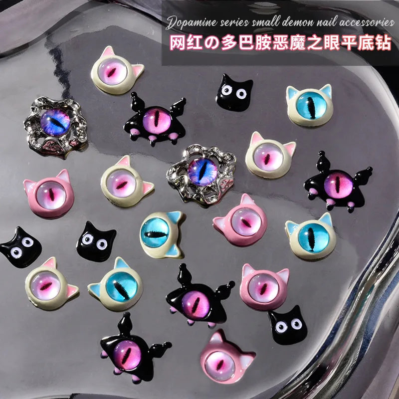 10PCS 3D Devil's Eye Pupil Nail Art Charms Alloy Kawaii Accessories Part For Manicure Decor Halloween Nails Decoration Supplies