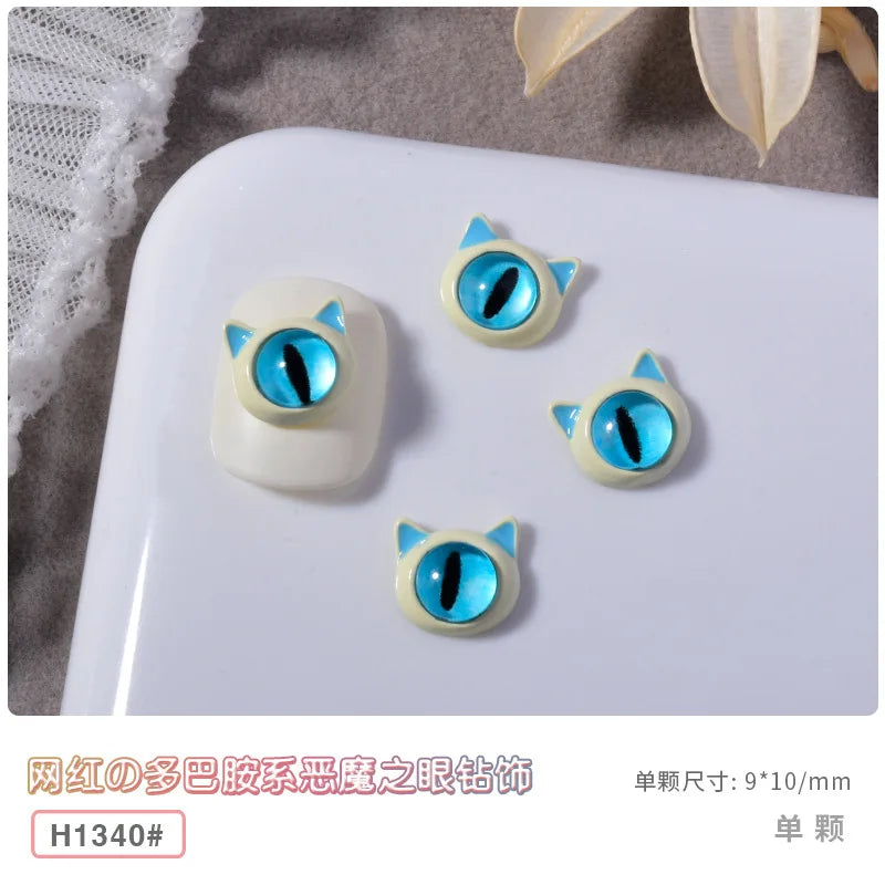 10PCS 3D Devil's Eye Pupil Nail Art Charms Alloy Kawaii Accessories Part For Manicure Decor Halloween Nails Decoration Supplies