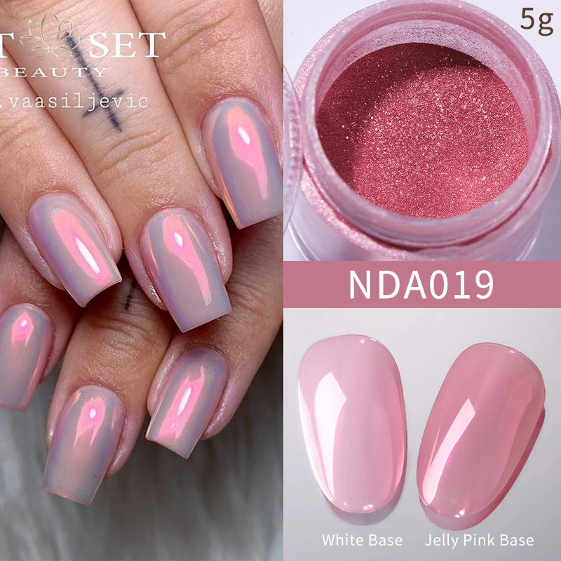 NICOLE DIARY Moonlight Mirror Nail Powder Aurora Silver Glitter Metallic Effect UV Gel Polish Pigment Chrome DIY Nail Decoration