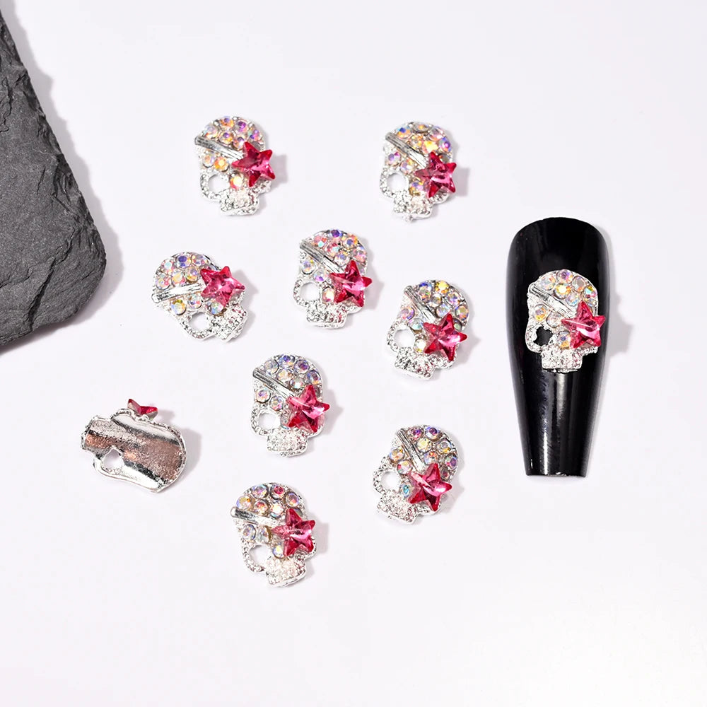 10Pcs Halloween Fake Weapon with Blood Nail Charms Bloody Horror Metal Nail Art Decorations Manicure Accessories Punk Jewelry *&