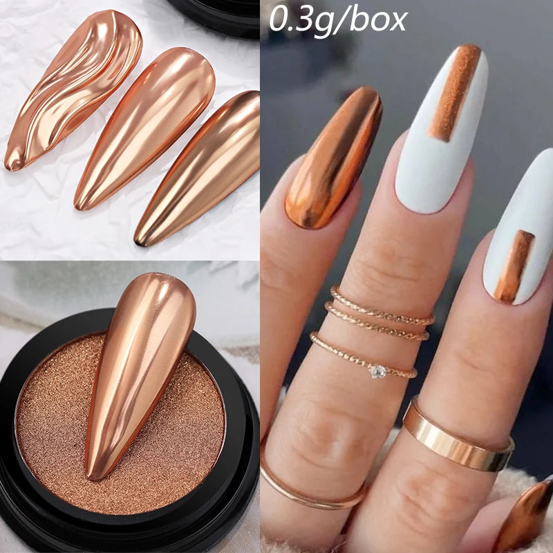 NICOLE DIARY Moonlight Mirror Nail Powder Aurora Silver Glitter Metallic Effect UV Gel Polish Pigment Chrome DIY Nail Decoration