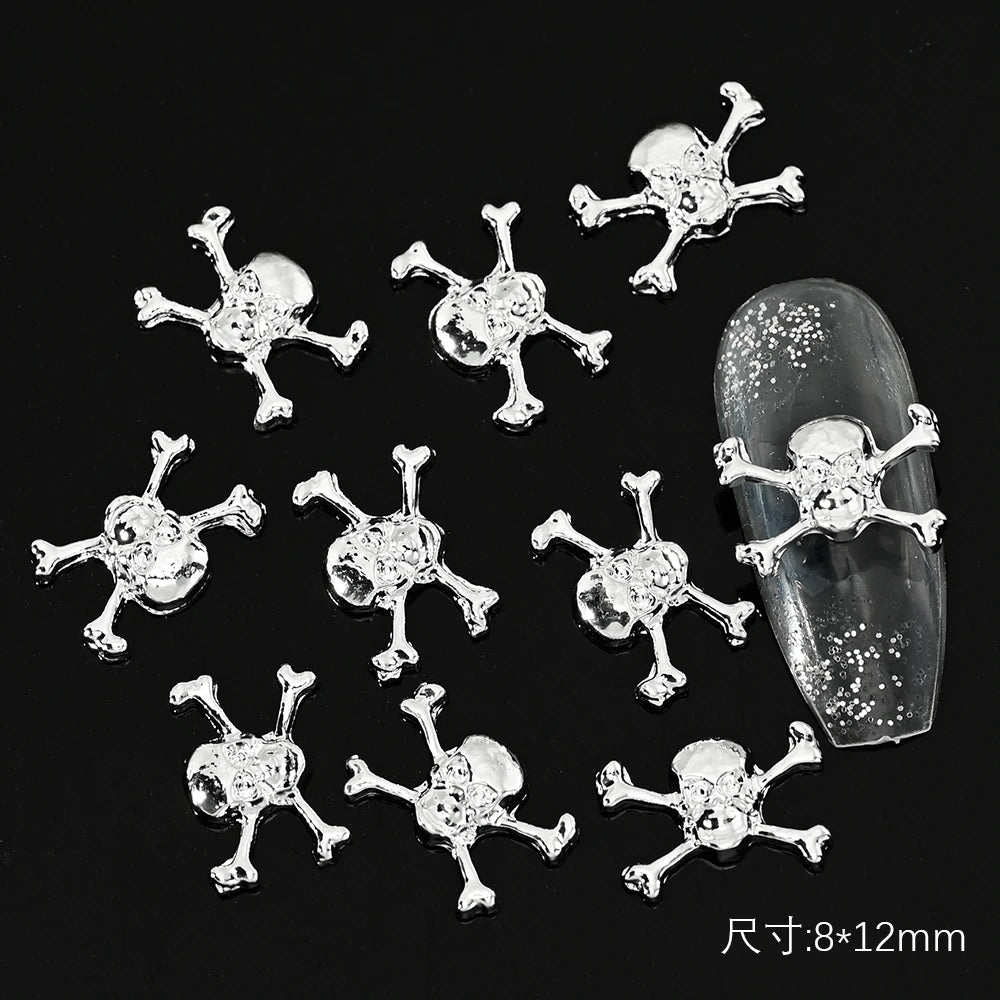 10Pcs Halloween Fake Weapon with Blood Nail Charms Bloody Horror Metal Nail Art Decorations Manicure Accessories Punk Jewelry *&