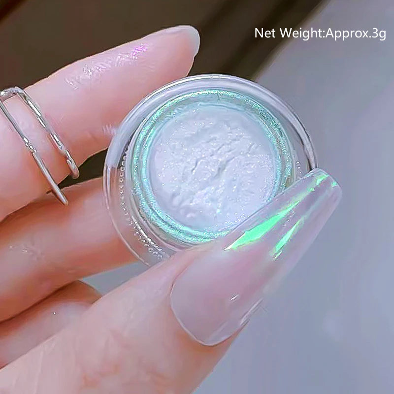 NICOLE DIARY Moonlight Mirror Nail Powder Aurora Silver Glitter Metallic Effect UV Gel Polish Pigment Chrome DIY Nail Decoration