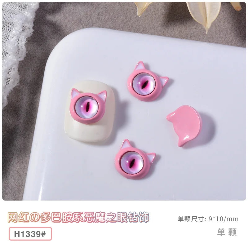 10PCS 3D Devil's Eye Pupil Nail Art Charms Alloy Kawaii Accessories Part For Manicure Decor Halloween Nails Decoration Supplies