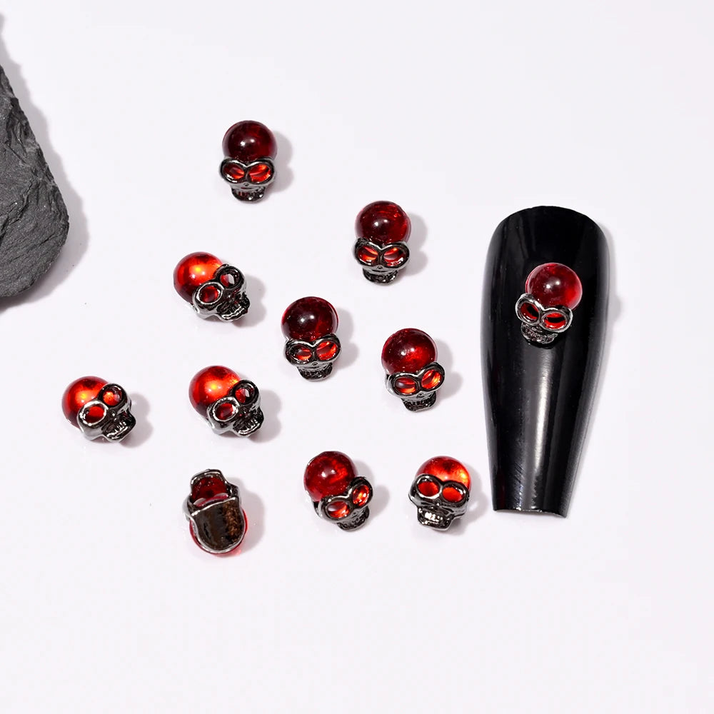 10Pcs Halloween Fake Weapon with Blood Nail Charms Bloody Horror Metal Nail Art Decorations Manicure Accessories Punk Jewelry *&