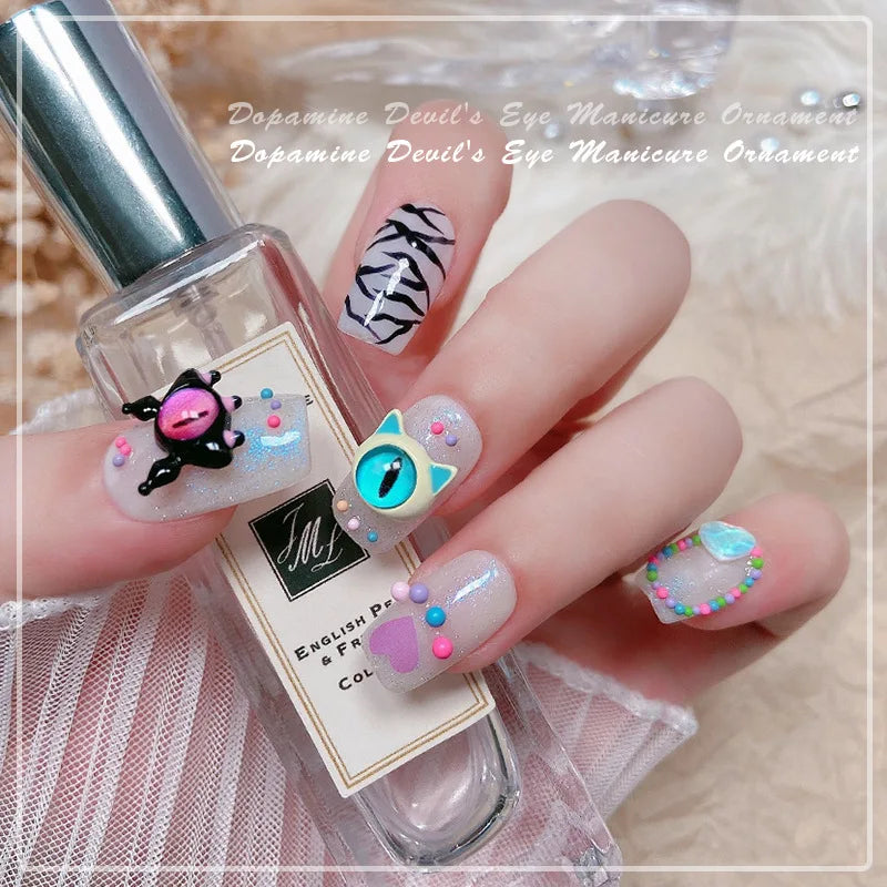 10PCS 3D Devil's Eye Pupil Nail Art Charms Alloy Kawaii Accessories Part For Manicure Decor Halloween Nails Decoration Supplies