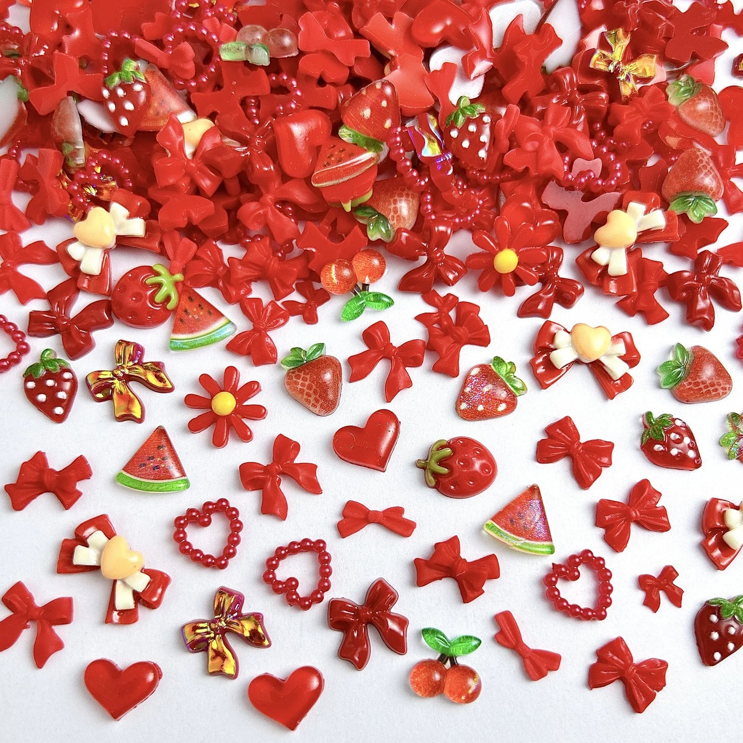 50PCS Random Mixed Black Bows Bear Nail Charms Resin Mini Heart Star Flower Nail Art Decorations Handmade DIY Press on Nails