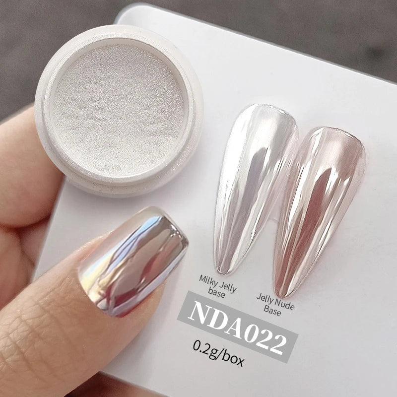 NICOLE DIARY Moonlight Mirror Nail Powder Aurora Silver Glitter Metallic Effect UV Gel Polish Pigment Chrome DIY Nail Decoration
