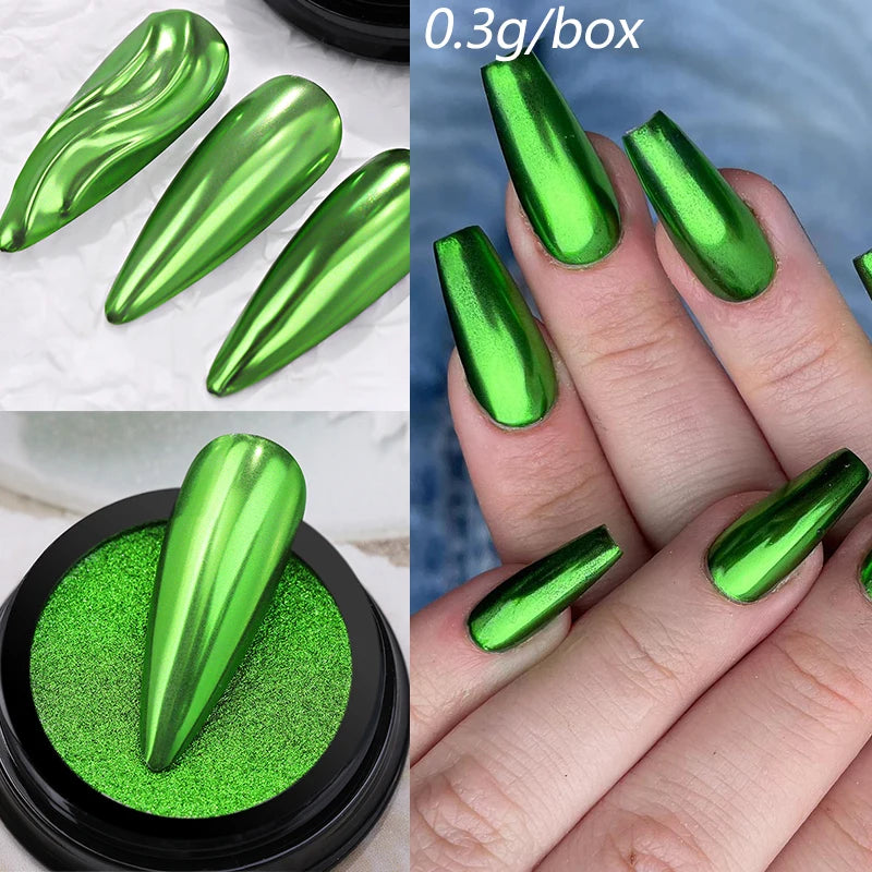 NICOLE DIARY Moonlight Mirror Nail Powder Aurora Silver Glitter Metallic Effect UV Gel Polish Pigment Chrome DIY Nail Decoration