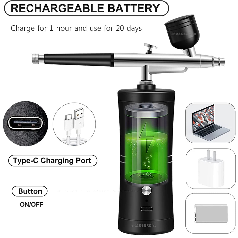 Airbrush with Compressor for Nail Painting Portable Cordless Airbrush Mini Airbrush Sprayer Gun for Nail Art Cake Painting