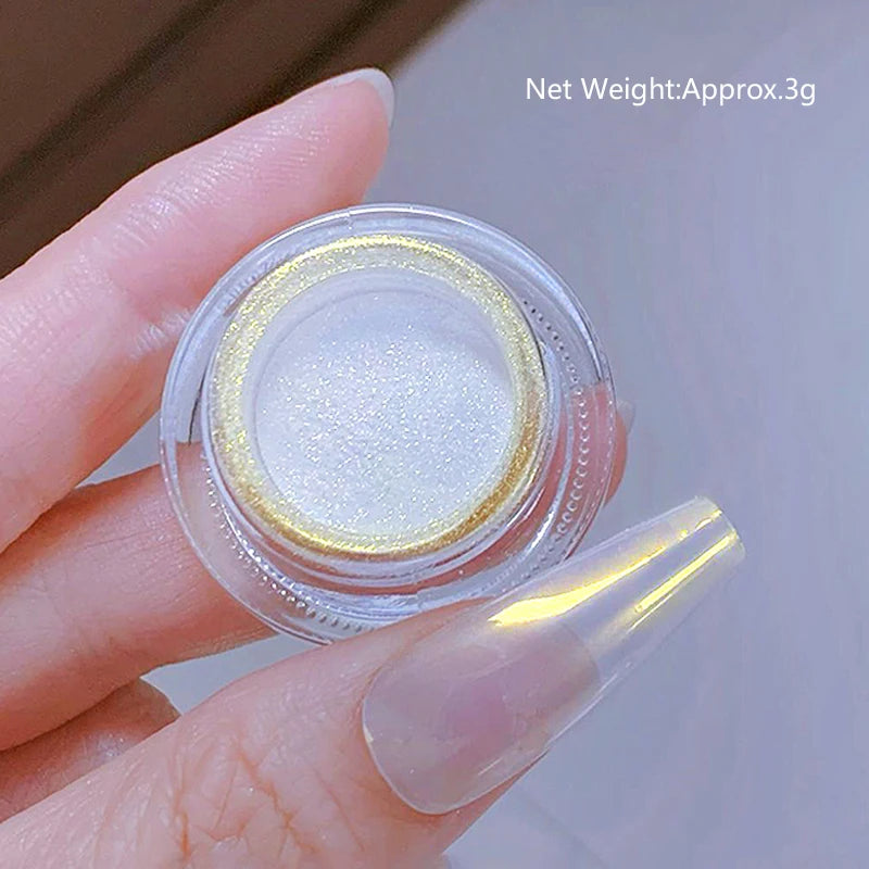 NICOLE DIARY Moonlight Mirror Nail Powder Aurora Silver Glitter Metallic Effect UV Gel Polish Pigment Chrome DIY Nail Decoration