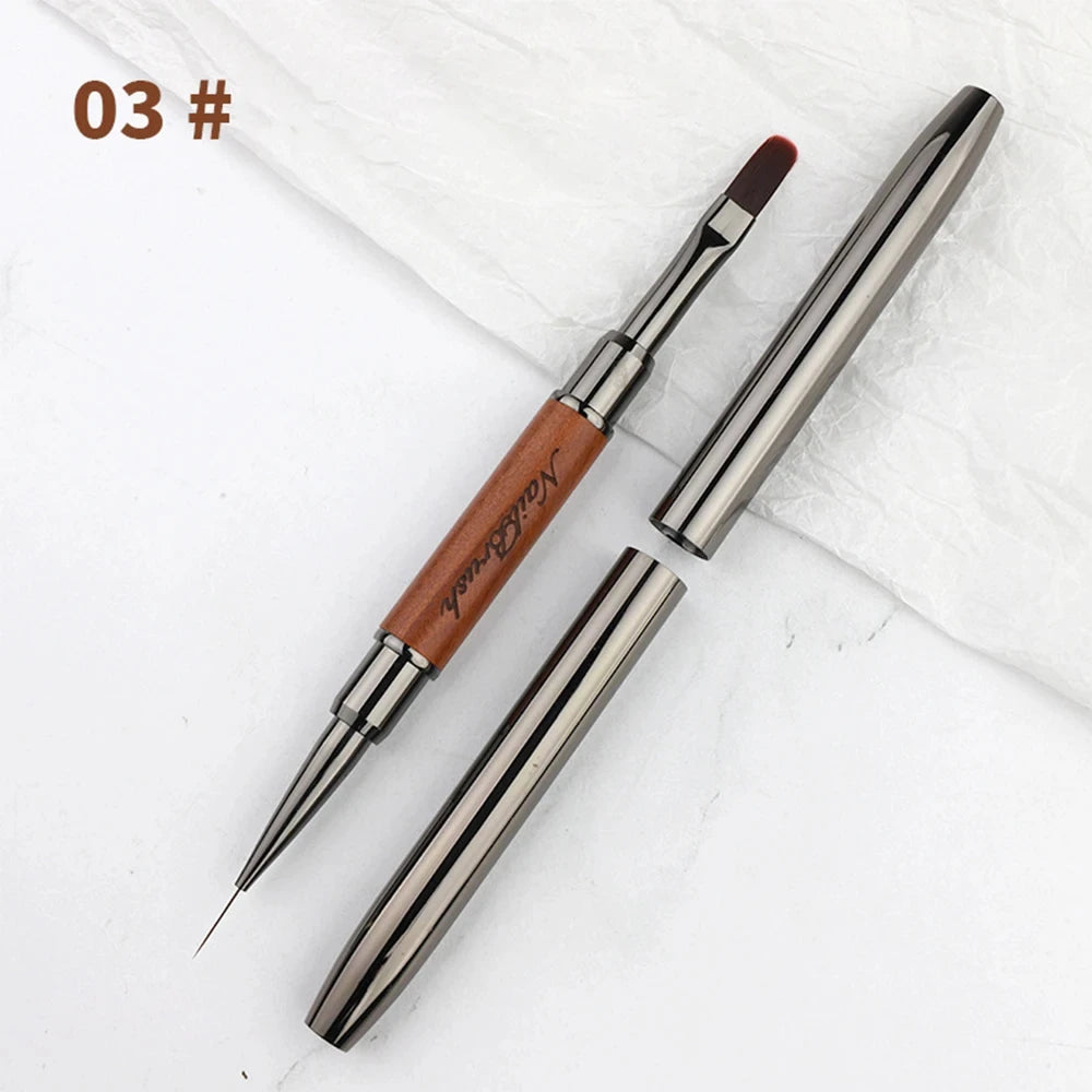 Dual-Ended Hard Nail Art Brush Builder Gel Rhinestone Handle French Tip for Manicure Design Polish Gel Liner Professional Pen