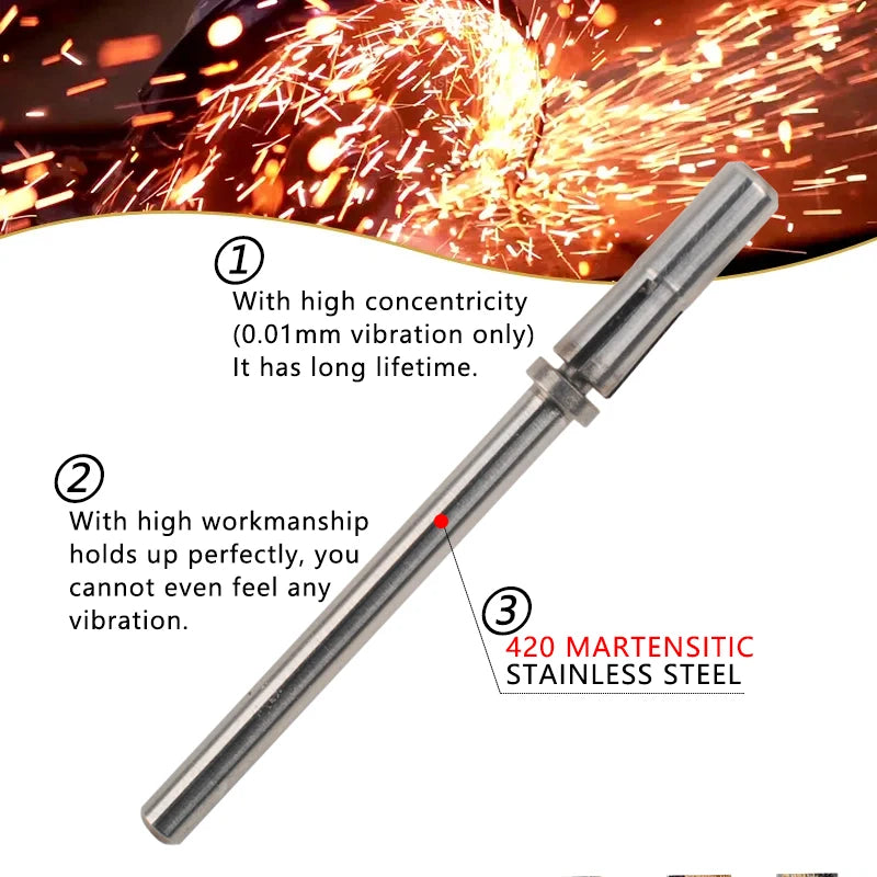 3mm Mini Stainless Steel Sanding Bands Mandrel 3/32" Shaft Nail Drill Bit Accessories Tool
